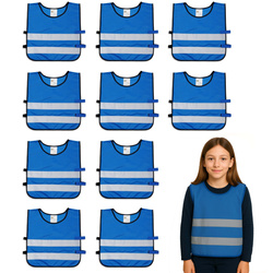 Kamizelka odblaskowa ostrzegawcza niebieska dzieci szkolne 45x50cm 10szt