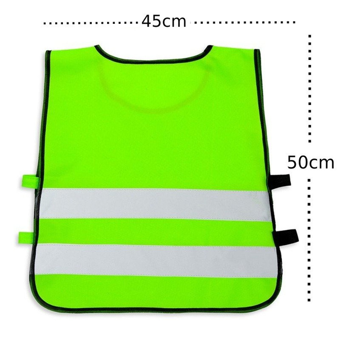 Kamizelka odblaskowa ostrzegawcza zielona dla dzieci szkolnych 45x50cm
