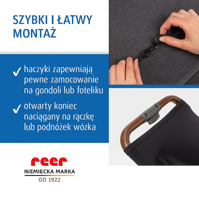 Daszek osłona przeciwsłoneczna do wózka gondoli spacerówki UV UPF 50+ REER