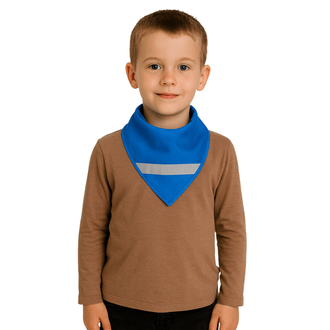 Chusta odblaskowa bandana z pasem odblaskowym dzieci 45x45x66cm niebieska