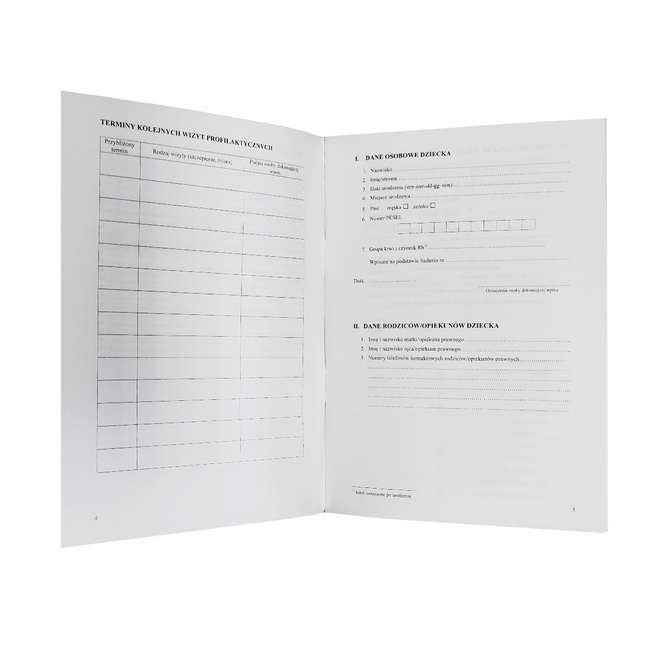 Książeczka Zdrowia Dziecka, Książeczka Szczepień A5 50 sztuk 