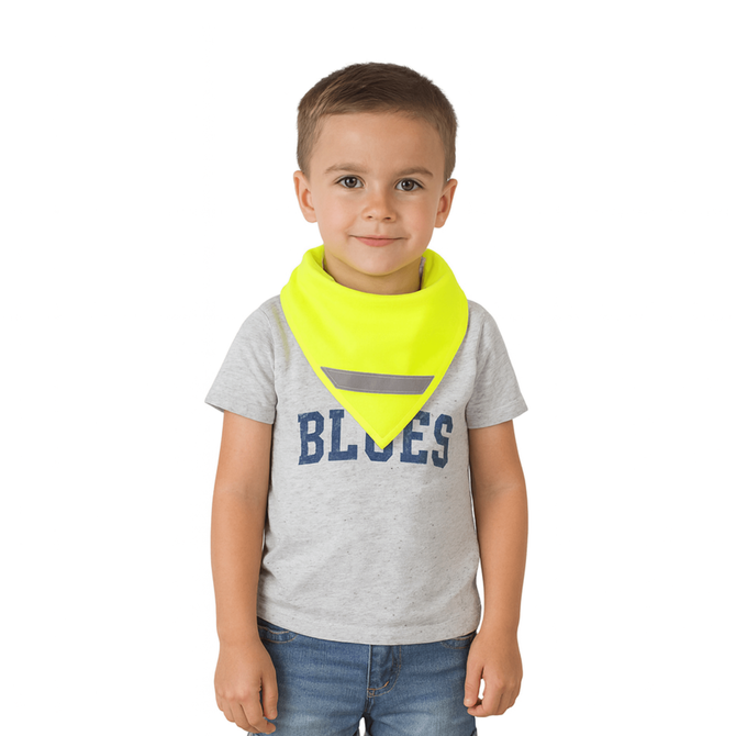 Chusta odblaskowa bandana z pasem odblaskowym dla dzieci 45x45x66cm żółta