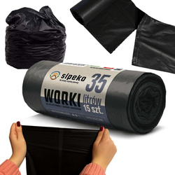 Worki na śmieci odpady zmieszane mocne czarne LDPE ATEST 35l 15szt SIPEKO