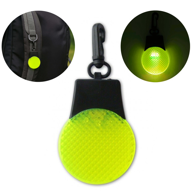 Brelok breloczek LED odblaskowy pulsacyjny 3 tryby świecenia żółty