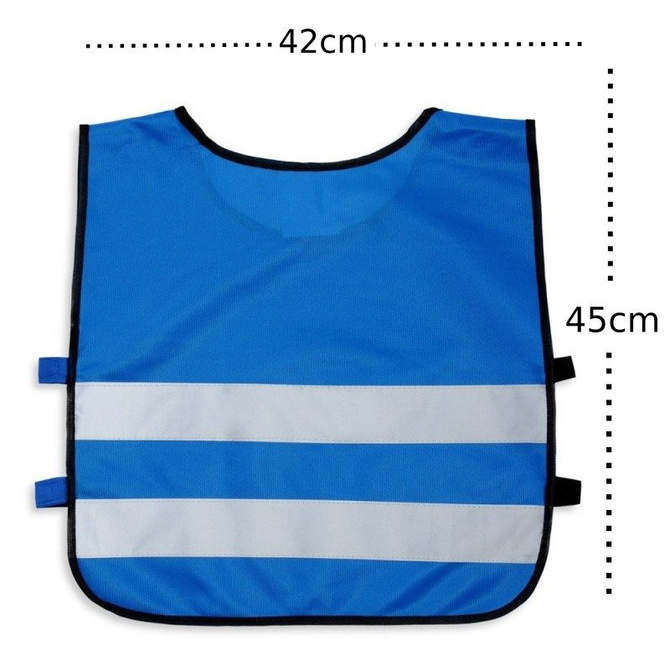 Kamizelka odblaskowa ostrzegawcza niebieska dla dzieci przedszkolaków 42x45cm