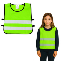 Kamizelka odblaskowa ostrzegawcza zielona dla dzieci szkolnych 45x50cm