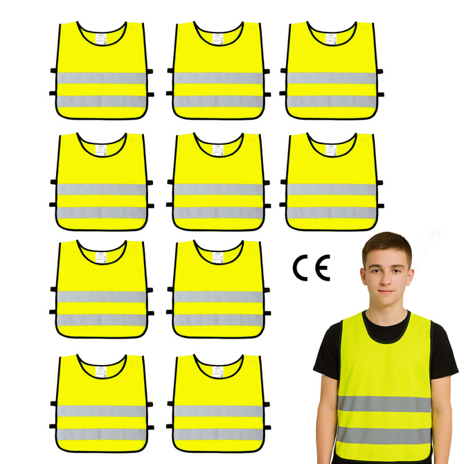 Kamizelka odblaskowa ostrzegawcza dla młodzieży 50x55cm 10szt