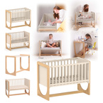 Łóżeczko drewniane dostawne 4w1 dostawka sofa biurko HATO GEUTHER