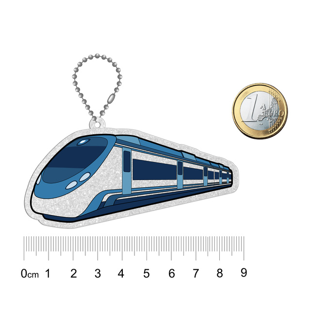 Brelok breloczek gadżet odblaskowy odblask zawieszka pociąg pendolino