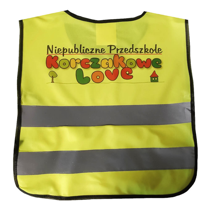 Kamizelka odblaskowa z własnym nadrukiem dla dzieci młodzieży logo napis