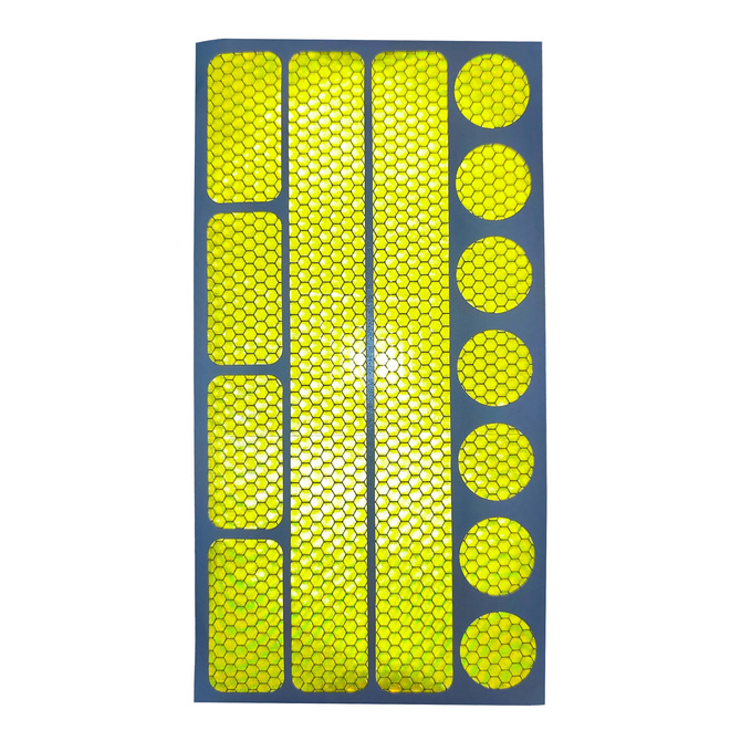 Naklejki odblaskowe ostrzegawcze na rower kask wózek żółte zestaw 13szt