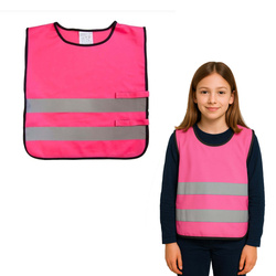 Kamizelka odblaskowa ostrzegawcza różowa dla dzieci szkolnych 45x50cm