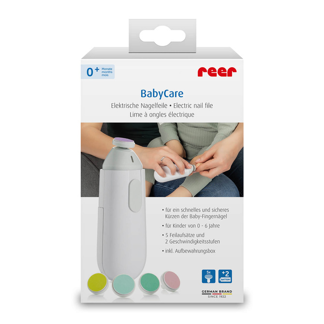 Elektryczny pilnik do paznokci dla dzieci niemowląt 5 końcówek + etui REER