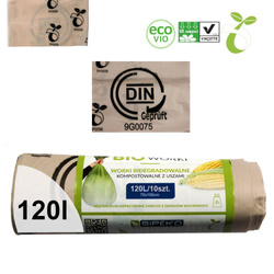 Worki biodegradowalne kompostowalne ATEST 120L 10szt
