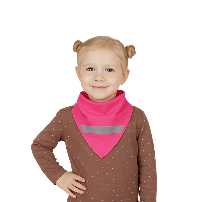Chusta odblaskowa bandana z pasem odblaskowym dla dzieci 45x45x66cm różowa