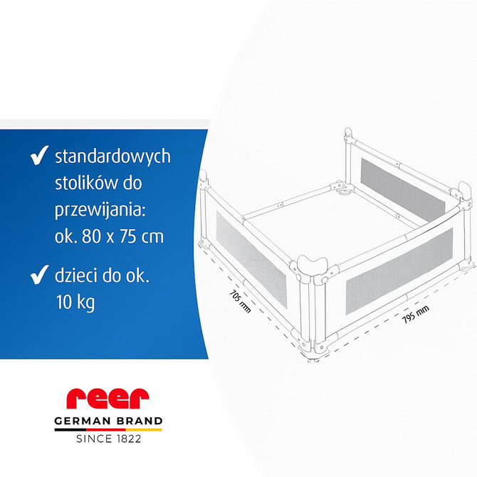 Barierka zabezpieczająca przed upadkiem z przewijaka 80x75cm REER