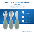 Zestaw komplet sztućców dla dzieci z stali nierdzewnej i silikonu 3el REER