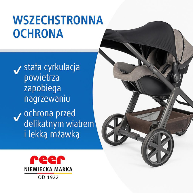 Daszek osłona przeciwsłoneczna do wózka gondoli spacerówki UV UPF 50+ REER