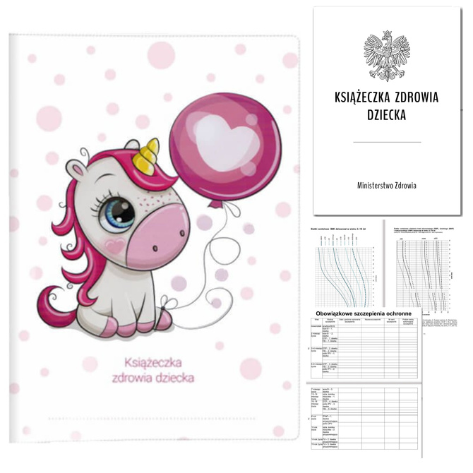 Książeczka Zdrowia Dziecka Książeczka Szczepień A5+okładka jednorożec