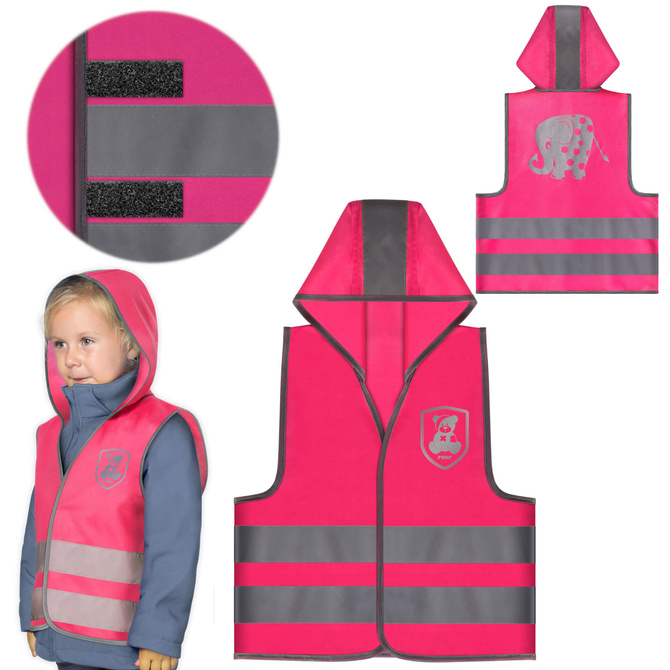 Kamizelka odblaskowa ostrzegawcza różowa dla dzieci 80-130cm 3-6lat