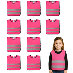 Kamizelka odblaskowa ostrzegawcza róż dzieci przedszkolaków 42x45cm 10szt