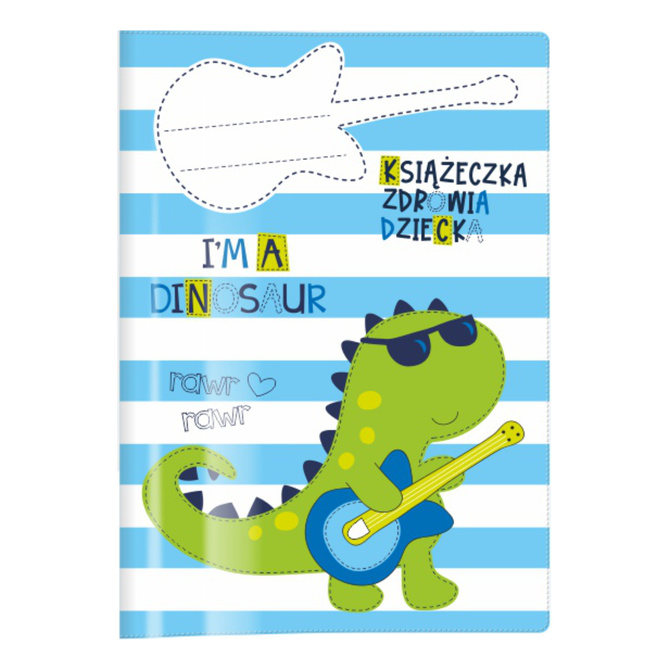 Okładka ochronna etui na książeczkę zdrowia dziecka dinozaur PVC