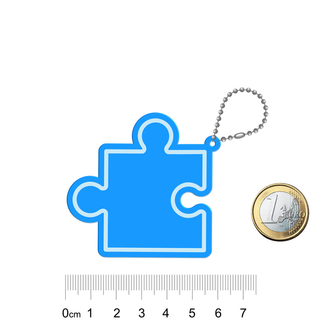 Brelok breloczek gadżet odblaskowy odblask zawieszka symbol niebieski puzel