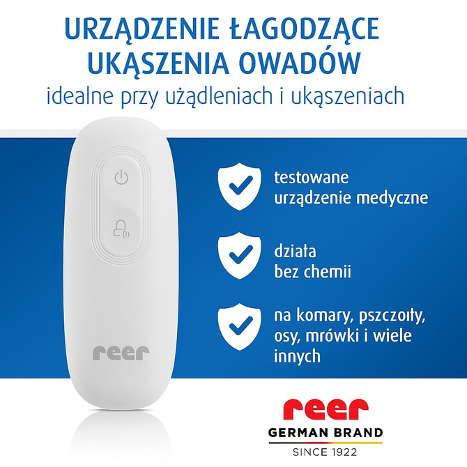 Urządzenie łagodzące ukąszenia użądl komarów owadów ciepłem bez chemii REER