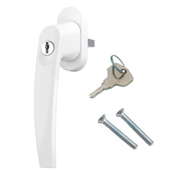 Klamka do okna z kluczykiem ze stopu RAL9016 alum