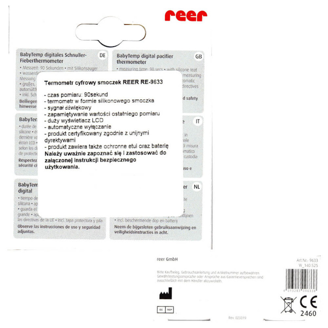 Termometr cyfrowy elektroniczny smoczek LCD REER