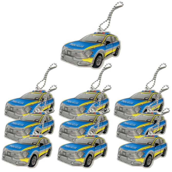 10szt Breloczek brelok zawieszka gadżet odblaskowy odblask policja