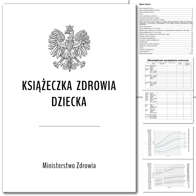 Książeczka Zdrowia Dziecka, Książeczka Szczepień A5 50 sztuk 