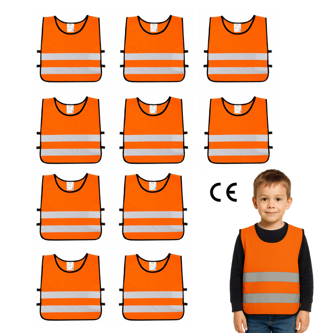 Kamizelka odblaskowa ostrzegawcza dla dzieci przedszkolaków 42x45cm 10szt