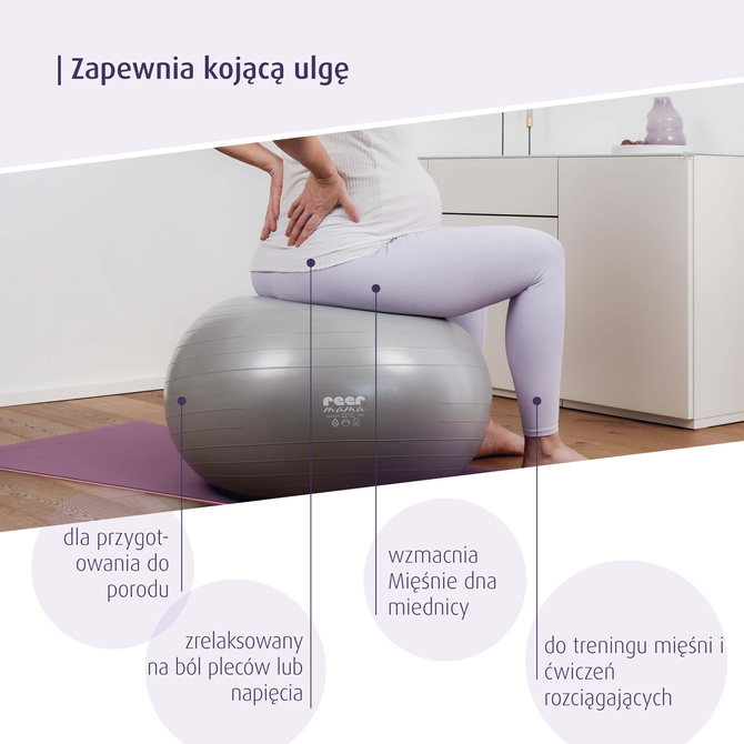 Piłka gimnastyczna 65cm fitness dla kobiet w ciąży anti-burst +pompka REER