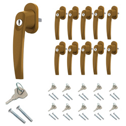 Klamka do okna z kluczykiem ze stopu GOLD 10 sztuk