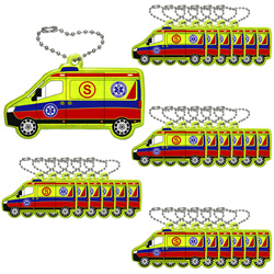 Brelok breloczek gadżet odblaskowy odblask zawieszka ambulans 25szt