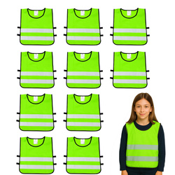 Kamizelka odblaskowa ostrzegawcza zielona dzieci szkolne 45x50cm 10szt