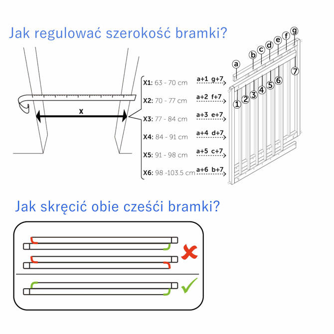 Bramka ochronna zabezpieczająca przykręcana 63-106cm REER