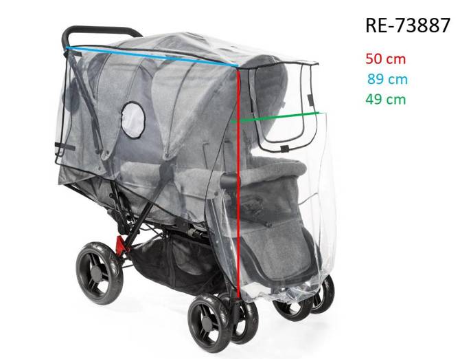Folia przeciwdeszczowa na wózek dziecięcy podwójny
