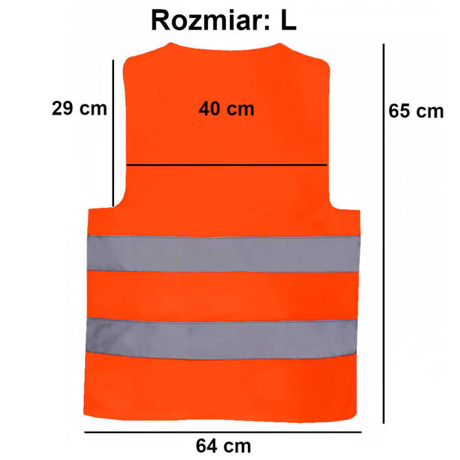 Kamizelka odblaskowa ostrzegawcza dorosłych L VEST2 BHP CE EN20471 orange