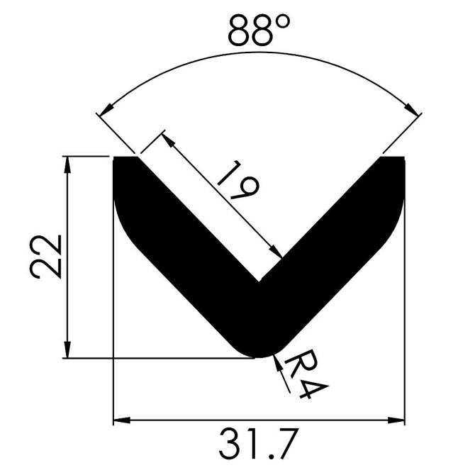 Profil ochronny ostrzegawczy krawędzi typ E L 32x22mm 1m NOMA® PROTECT