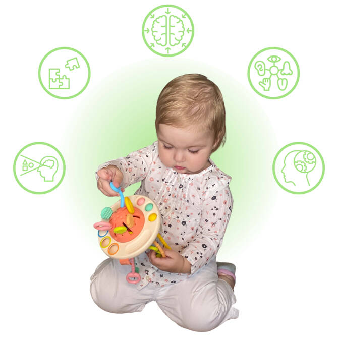 Zabawka sensoryczna linki ośmiornica gryzak SATURN montessori SafeTeddy