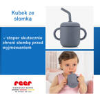 Kubek silikonowy niewysypek ze słomką pokrywką na przekąski 2w1 180ml REER